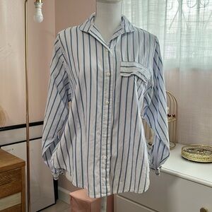 Blue and white striped button down shirt